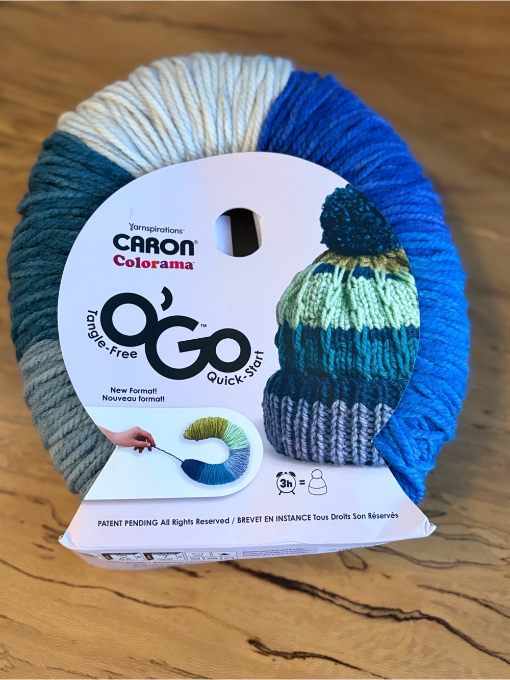 Caron Colorama O’Go Bulky Yarn Blue Teal Gray Cream #5 228 Yds Discontinued
